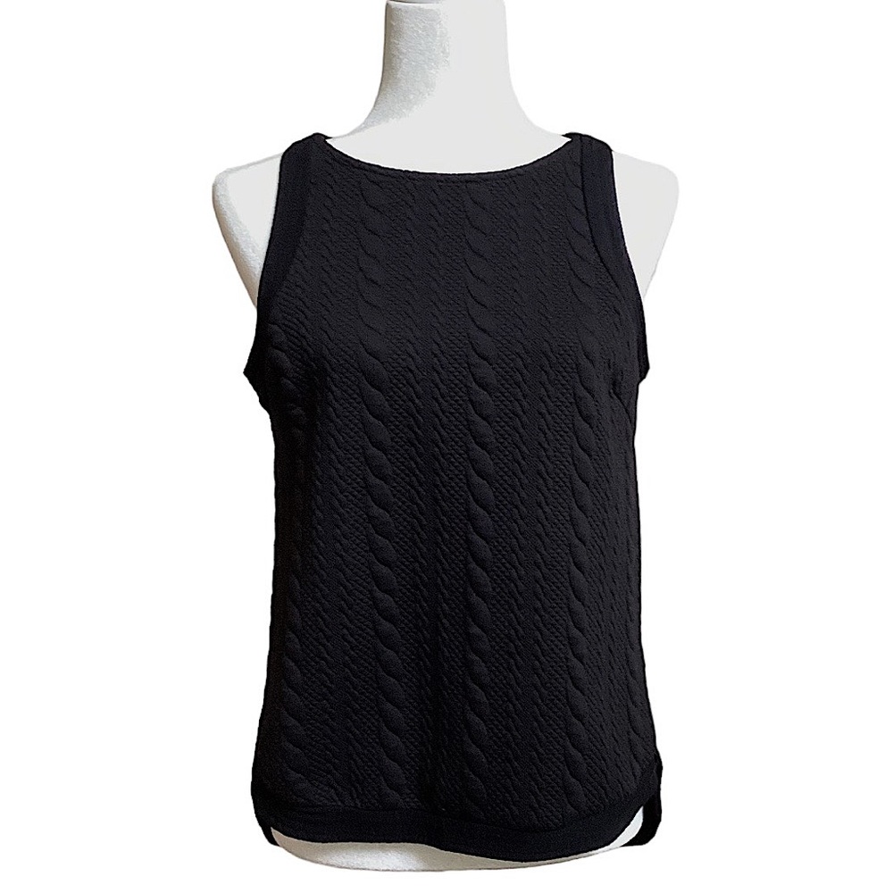 Philosophy Classy Black Textured Sleeveless Size Medium. Classic cable knit.